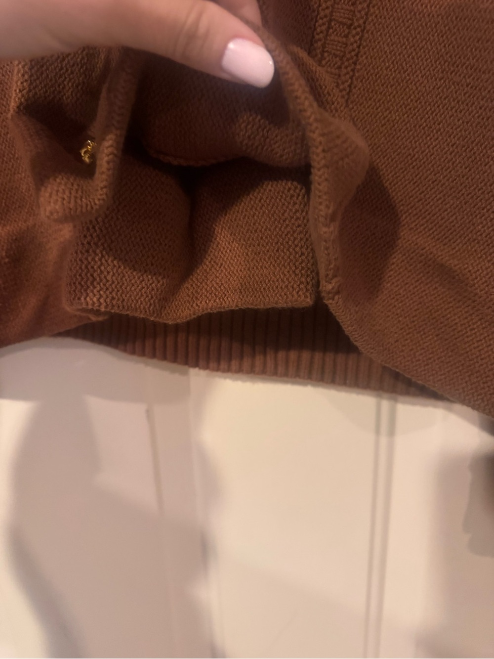 Brown V-Neck Button Cardigan Sweater - Picture 7 of 7
